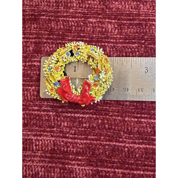 Vintage Signed ARTHUR PEPPER Christmas Snow Tipped Wreath BROOCH PIN - Picture 5 of 5